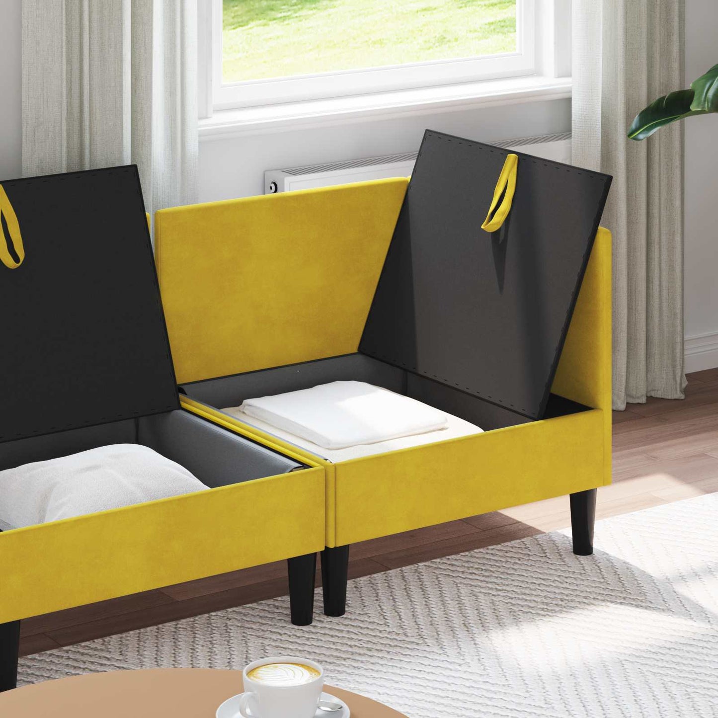 vidaXL Σετ Επίπλων Σαλονιού με μαξιλάρι 3 pcs Κίτρινο Βελούδο