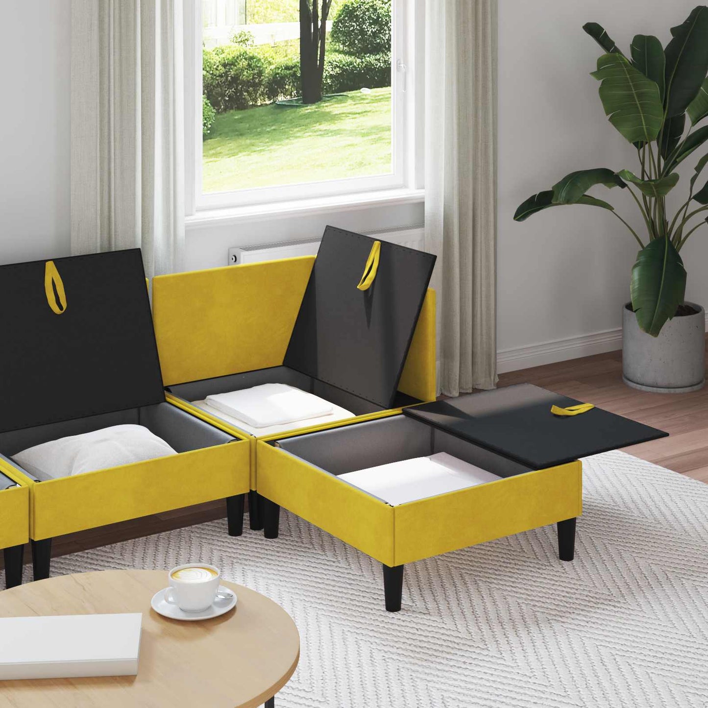 vidaXL Σετ Επίπλων Σαλονιού με μαξιλάρι 4 pcs Κίτρινο Βελούδο