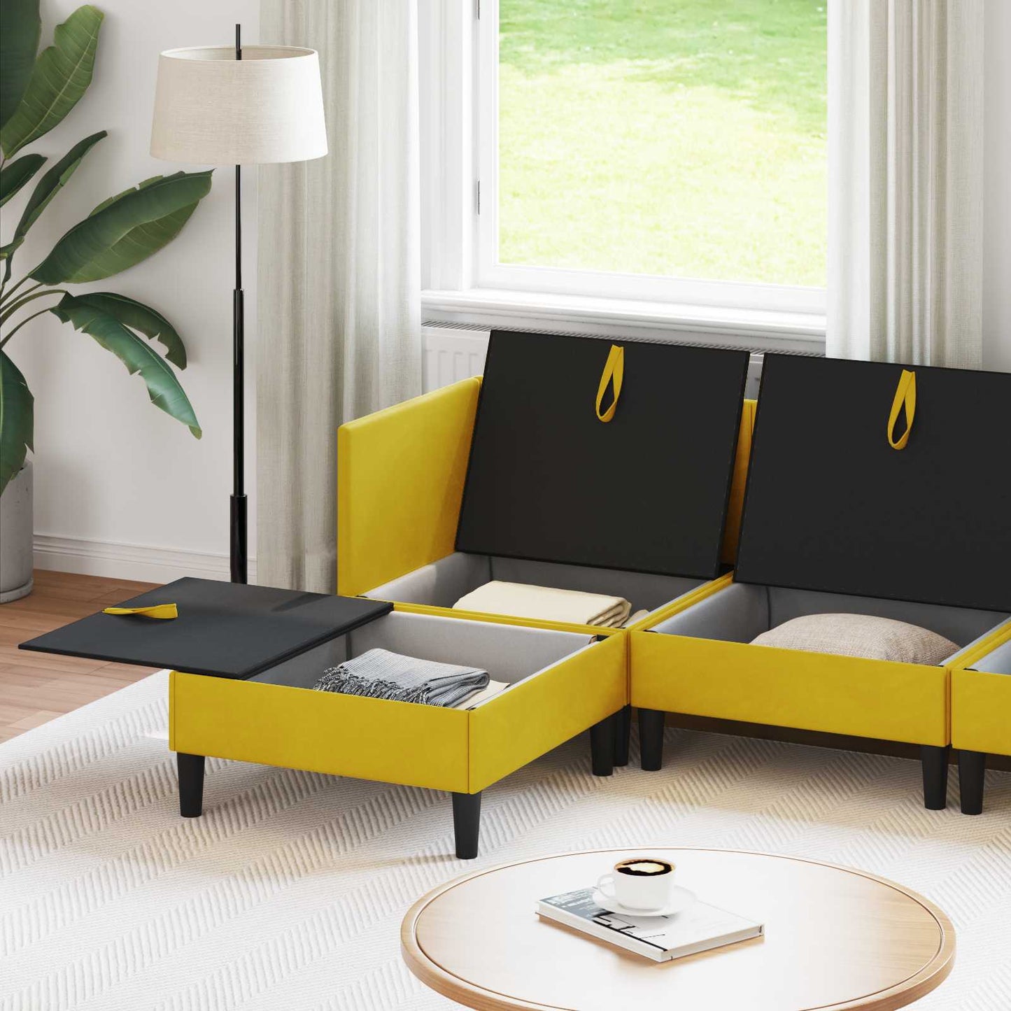vidaXL Σετ Επίπλων Σαλονιού με μαξιλάρι 5 pcs Κίτρινο Βελούδο