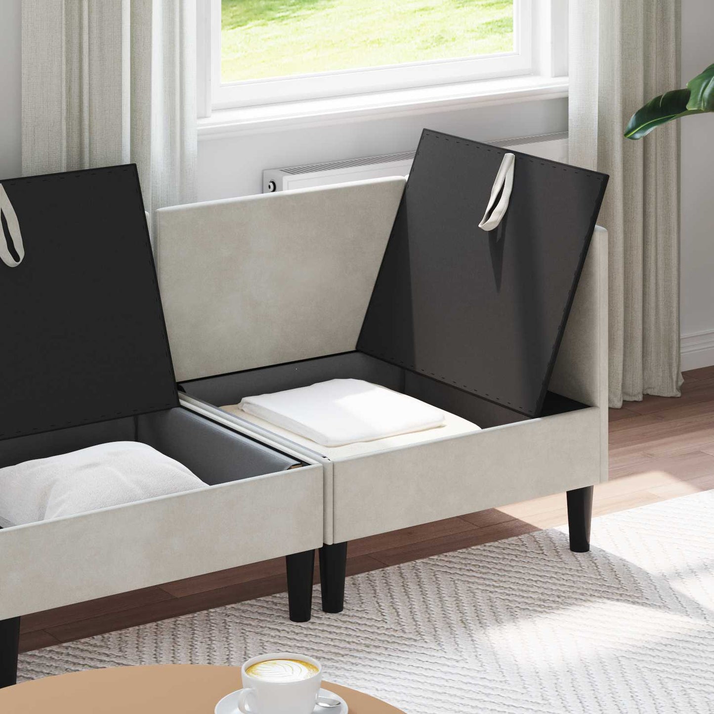 vidaXL Σετ Επίπλων Σαλονιού με μαξιλάρι 4 pcs Κρεμ Βελούδο