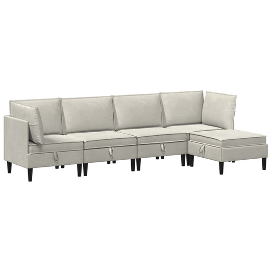 vidaXL Σετ Επίπλων Σαλονιού 5 τμχ. Κρεμ Βελούδο