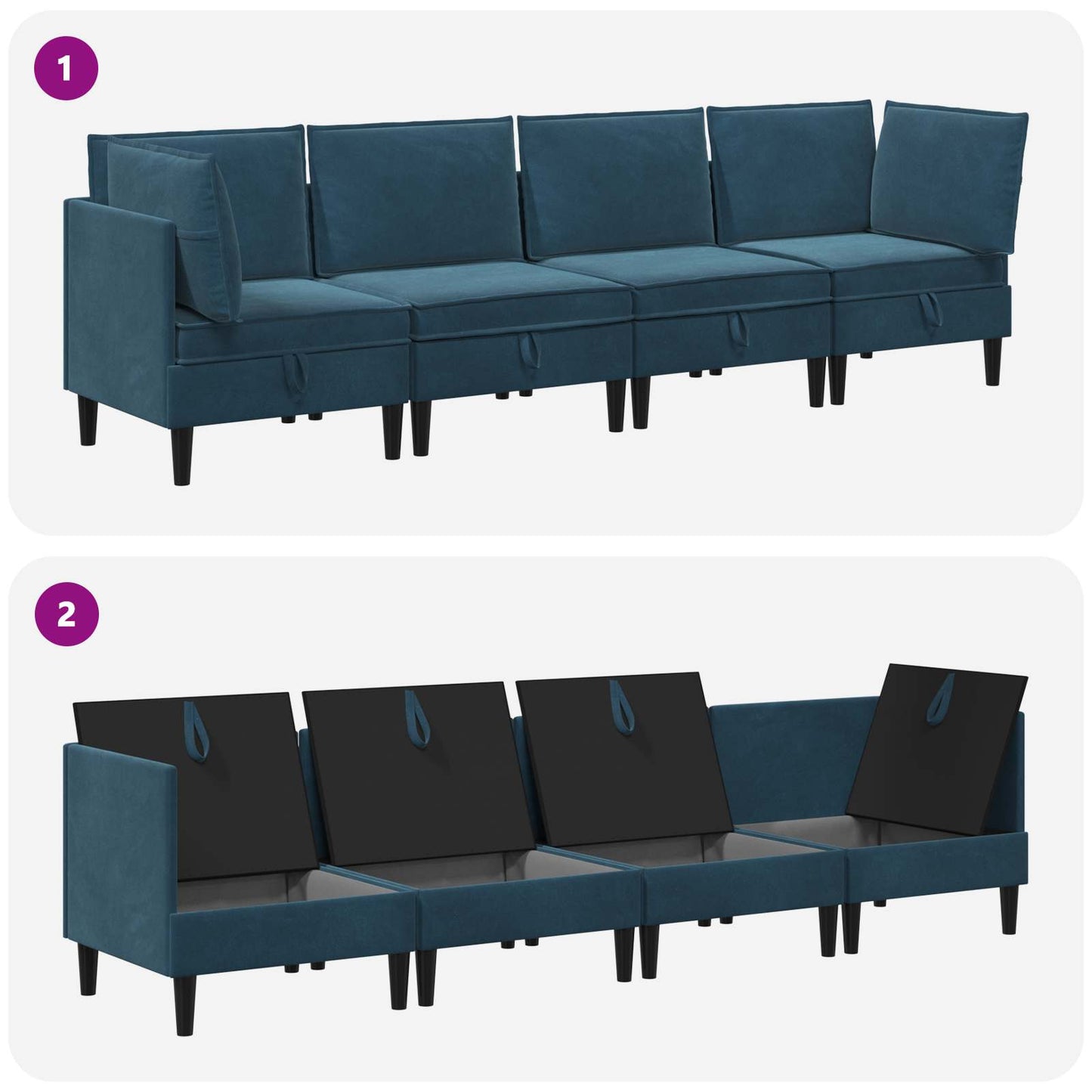 vidaXL Σετ Επίπλων Σαλονιού με μαξιλάρι 4 pcs Μπλε Βελούδο
