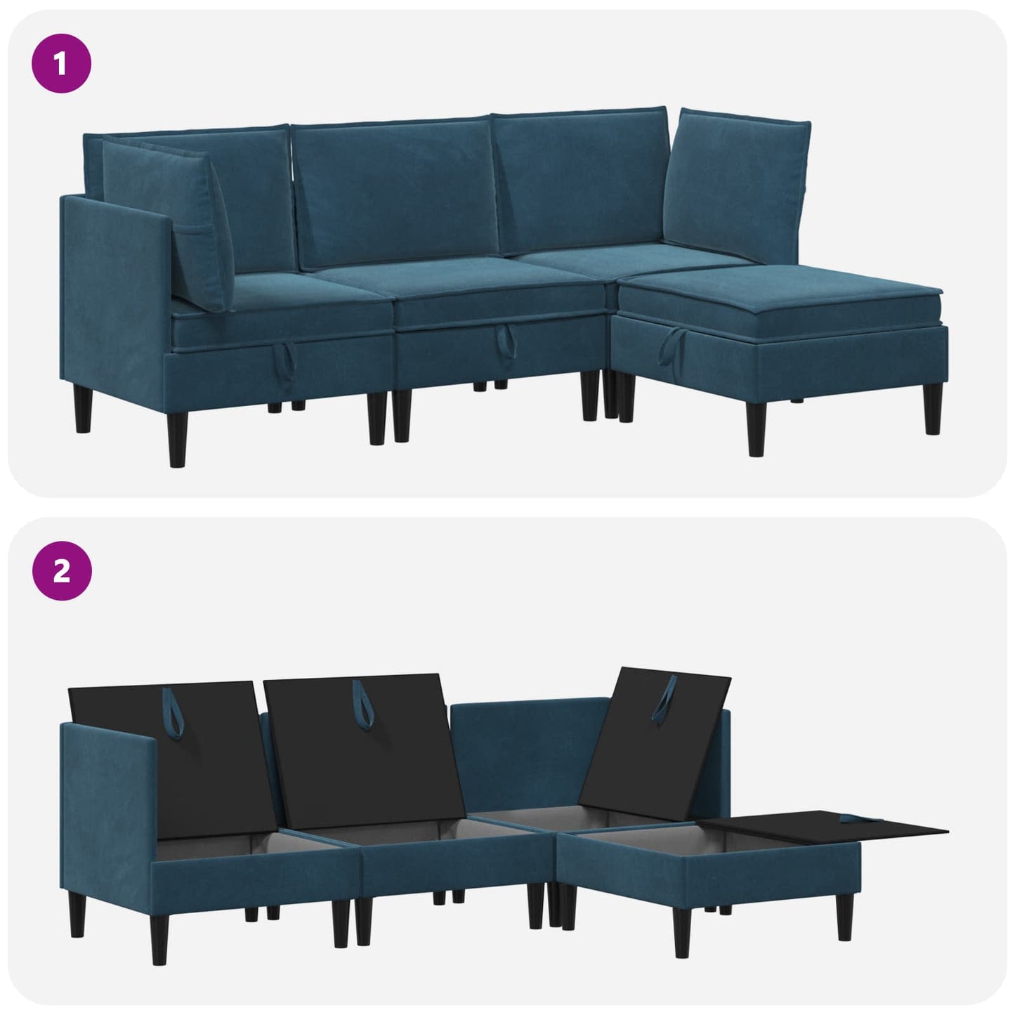 vidaXL Σετ Επίπλων Σαλονιού με μαξιλάρι 4 pcs Μπλε Βελούδο