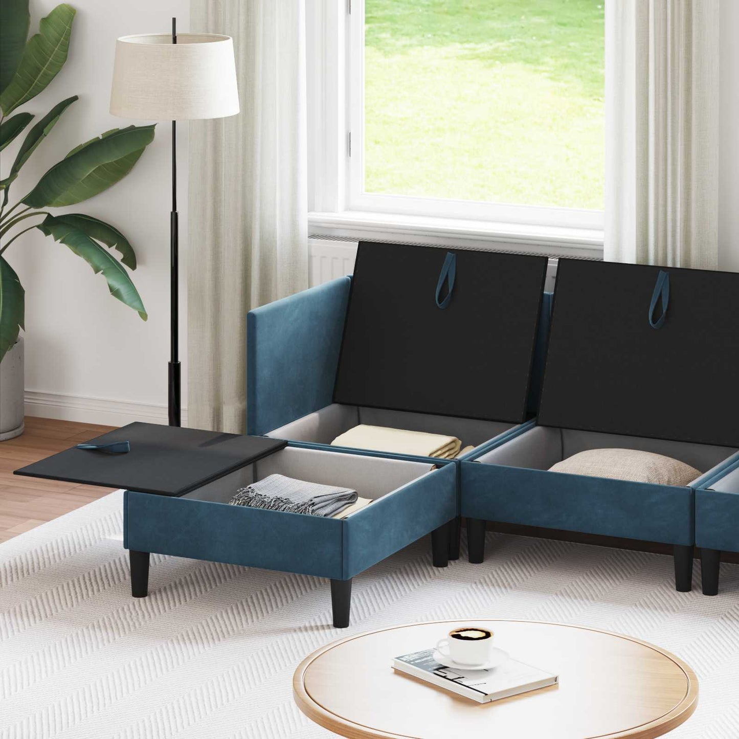 vidaXL Σετ Επίπλων Σαλονιού με μαξιλάρι 5 pcs Μπλε Βελούδο