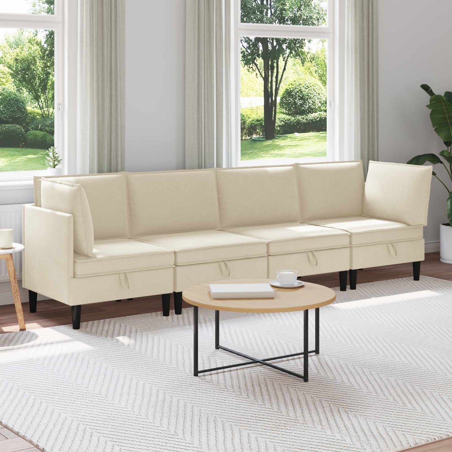 vidaXL Σετ Επίπλων Σαλονιού 4 pcs Κρεμ Ύφασμα