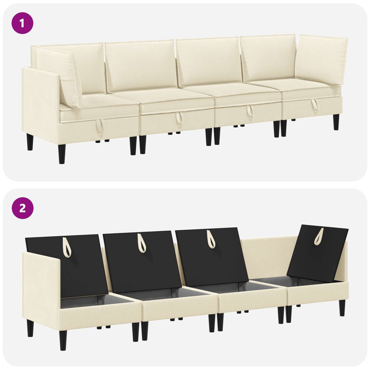 vidaXL Σετ Επίπλων Σαλονιού 4 pcs Κρεμ Ύφασμα