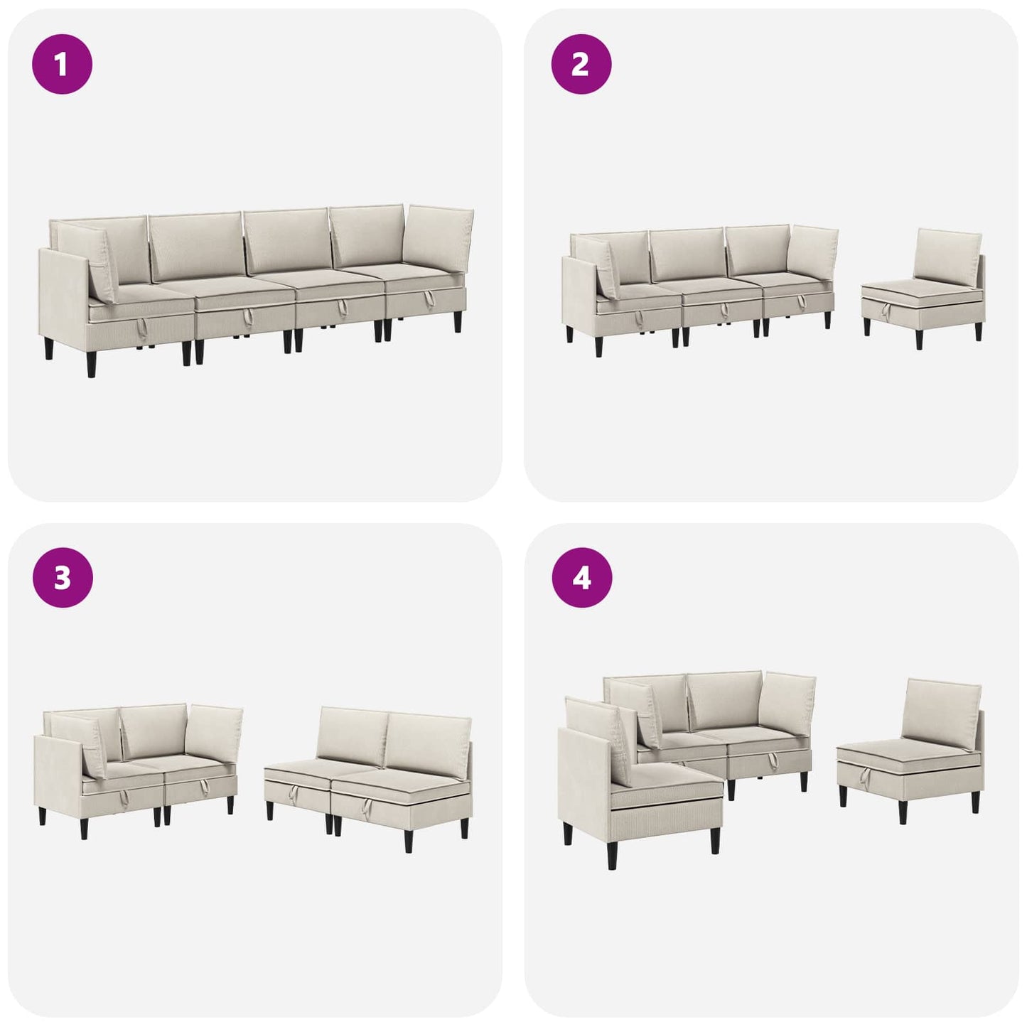 vidaXL Σετ Επίπλων Σαλονιού 4 pcs Βρώμη Ύφασμα