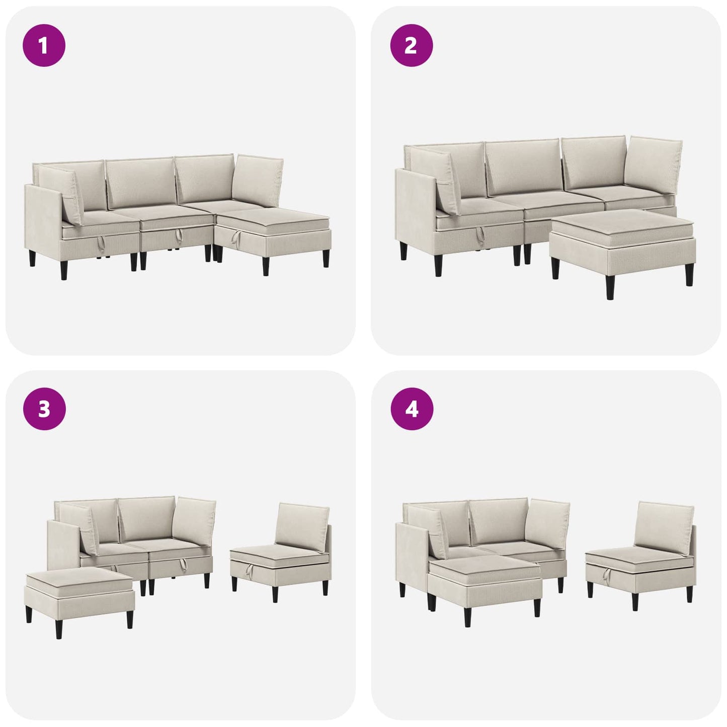 vidaXL Σετ Επίπλων Σαλονιού 4 pcs Βρώμη Ύφασμα