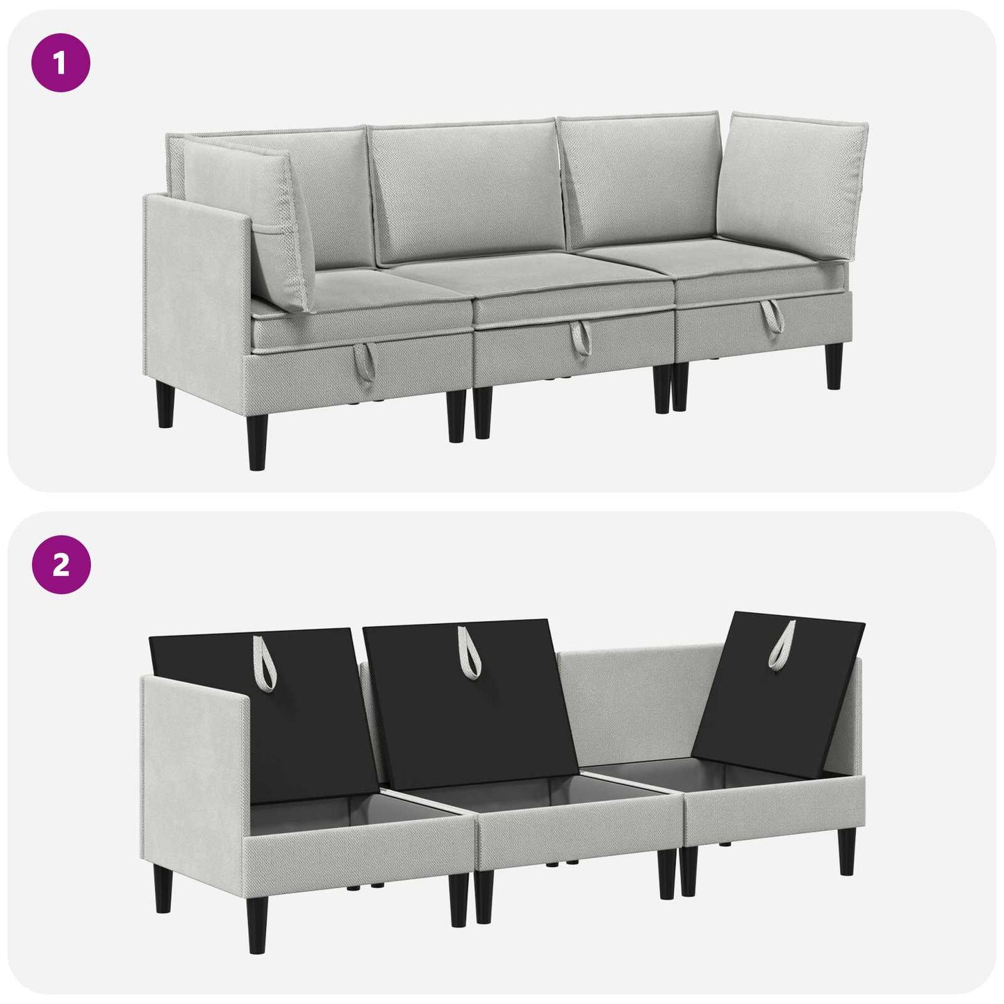 vidaXL Σετ Επίπλων Σαλονιού 3 pcs Ανοιχτό γκρι Ύφασμα