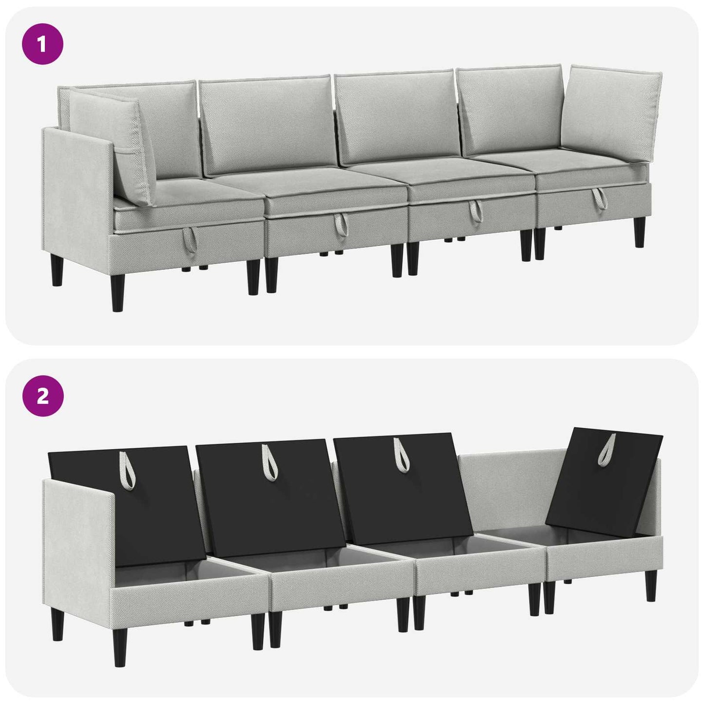 vidaXL Σετ Επίπλων Σαλονιού 4 pcs Ανοιχτό γκρι Ύφασμα