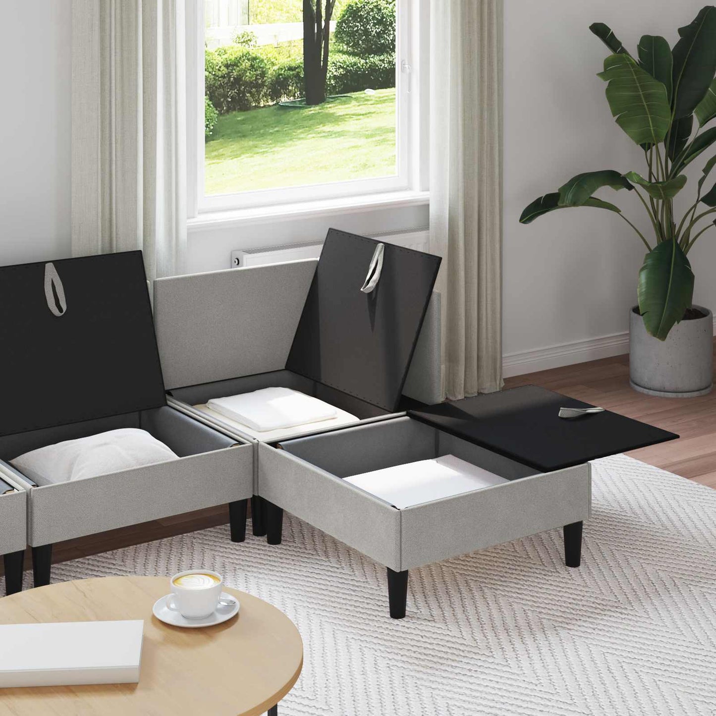 vidaXL Σετ Επίπλων Σαλονιού 4 pcs Ανοιχτό γκρι Ύφασμα