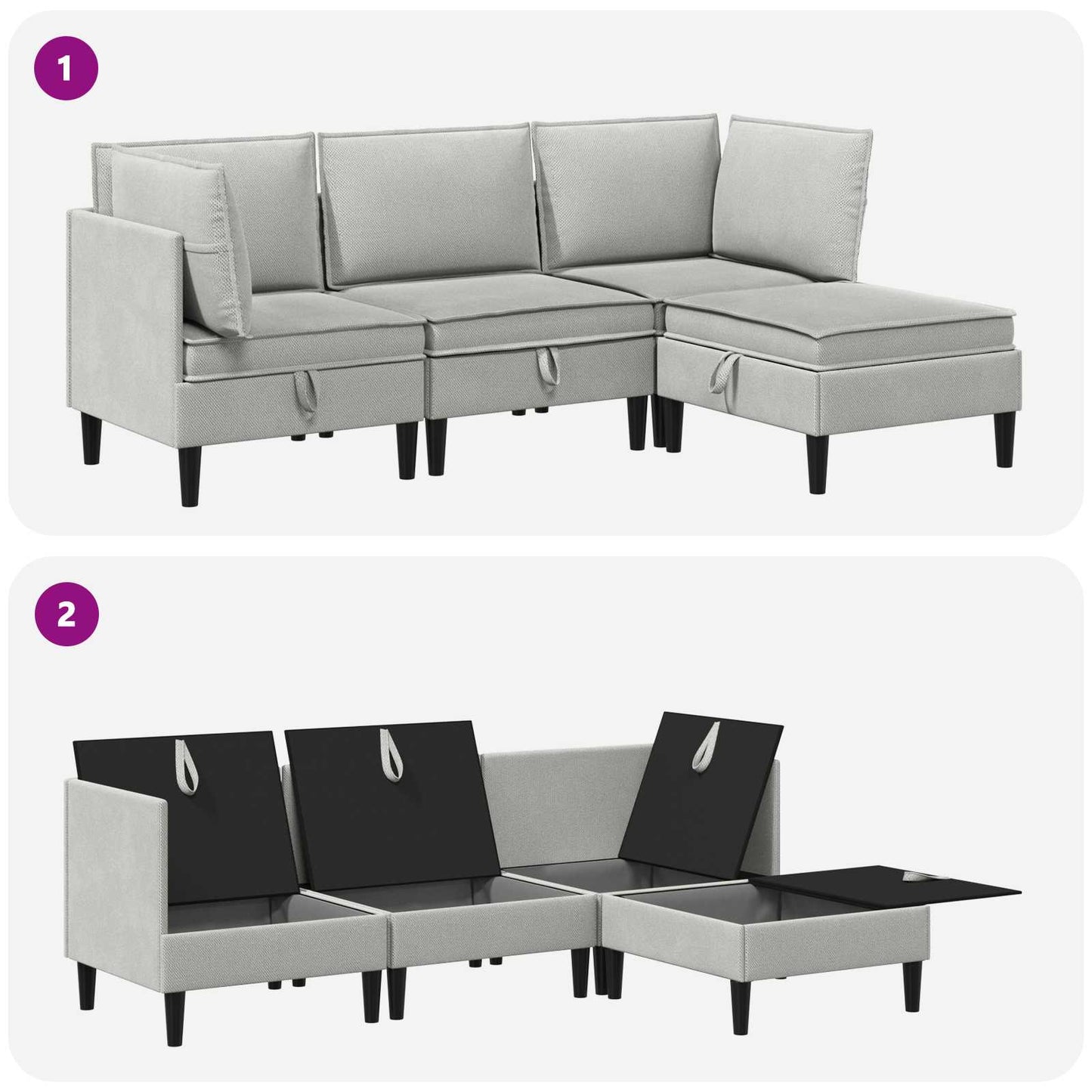 vidaXL Σετ Επίπλων Σαλονιού 4 pcs Ανοιχτό γκρι Ύφασμα