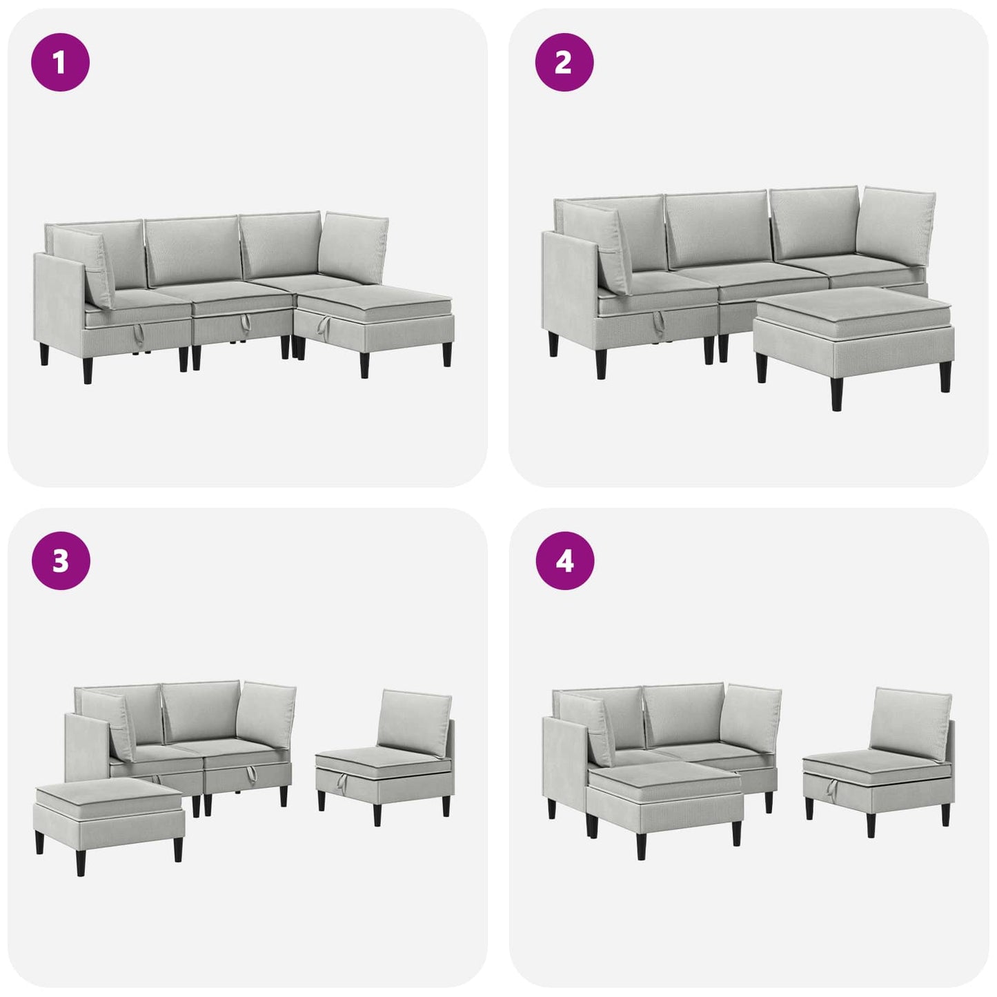 vidaXL Σετ Επίπλων Σαλονιού 4 pcs Ανοιχτό γκρι Ύφασμα