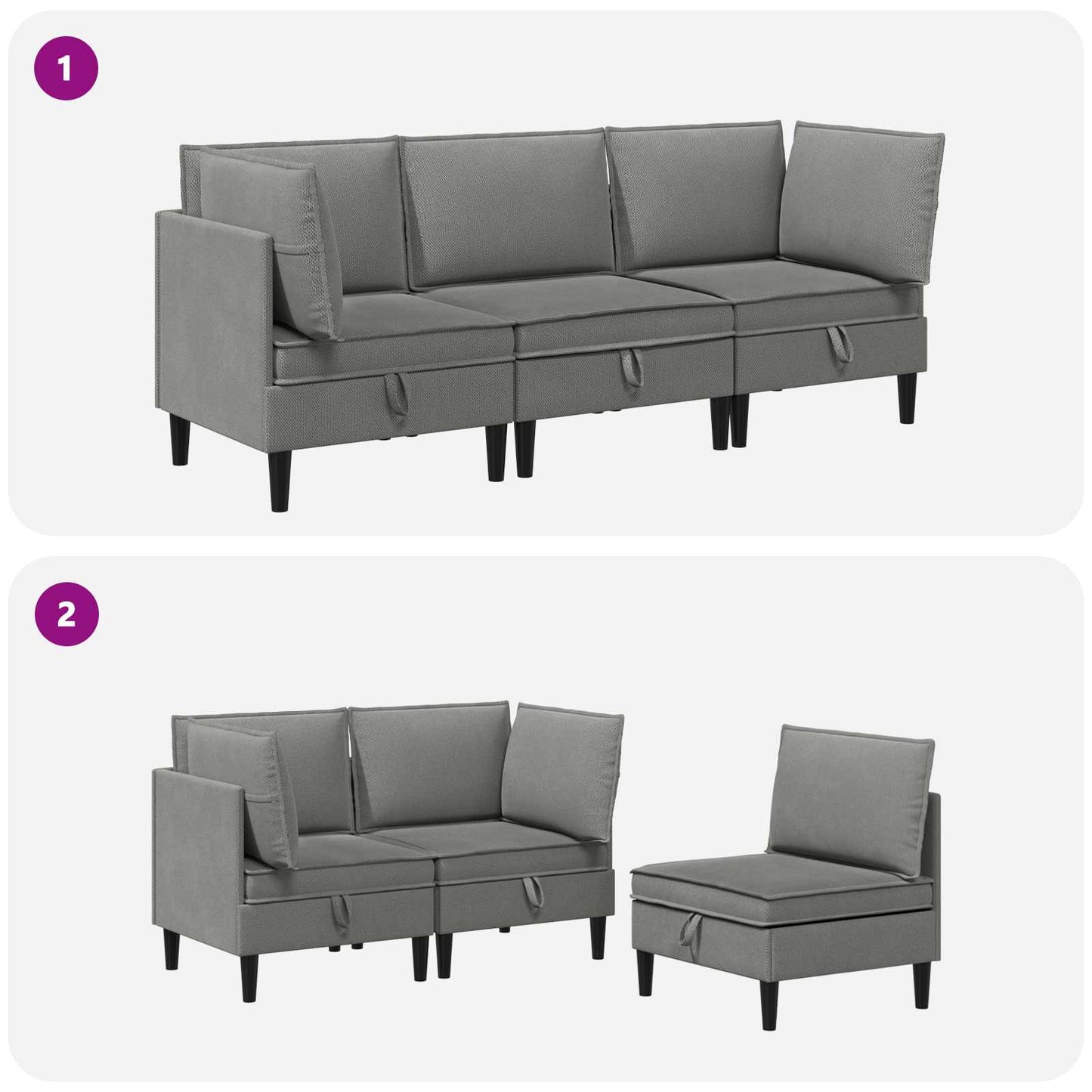 vidaXL Σετ Επίπλων Σαλονιού 3 pcs Σκούρο γκρι Ύφασμα