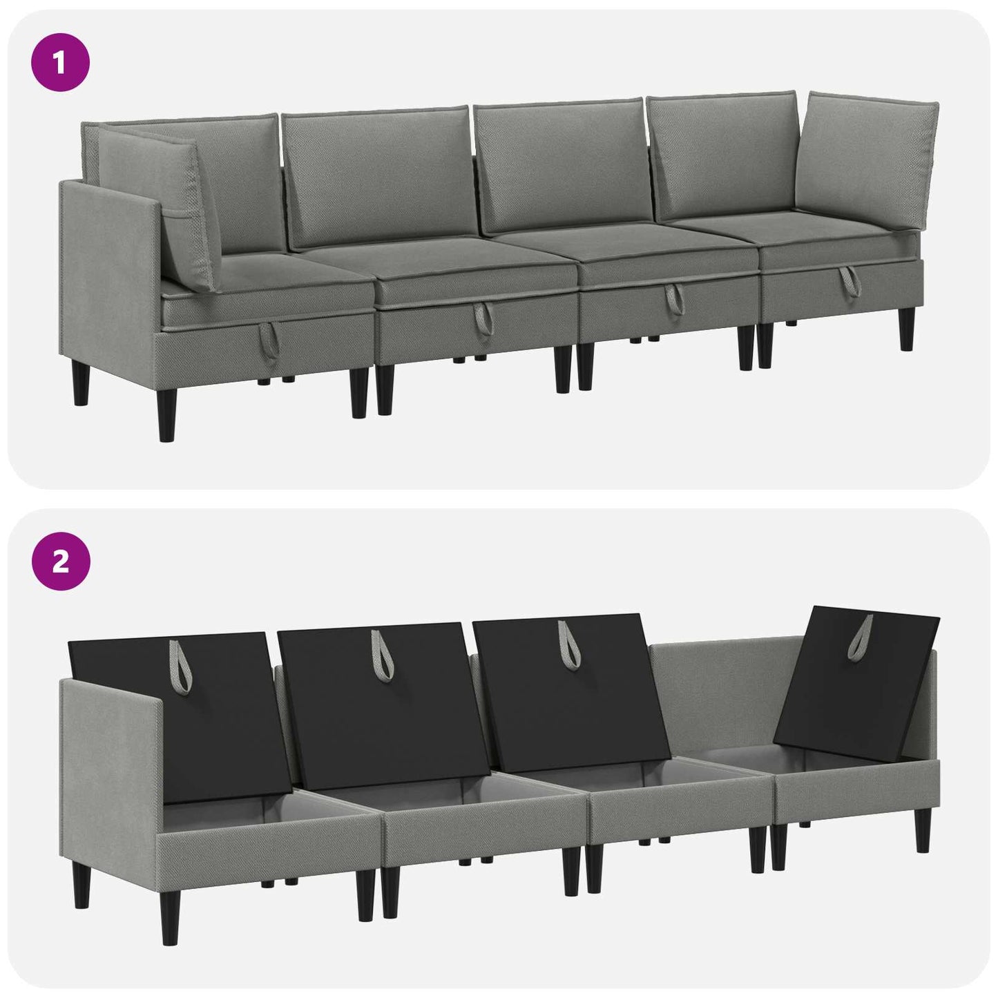 vidaXL Σετ Επίπλων Σαλονιού 4 pcs Σκούρο γκρι Ύφασμα