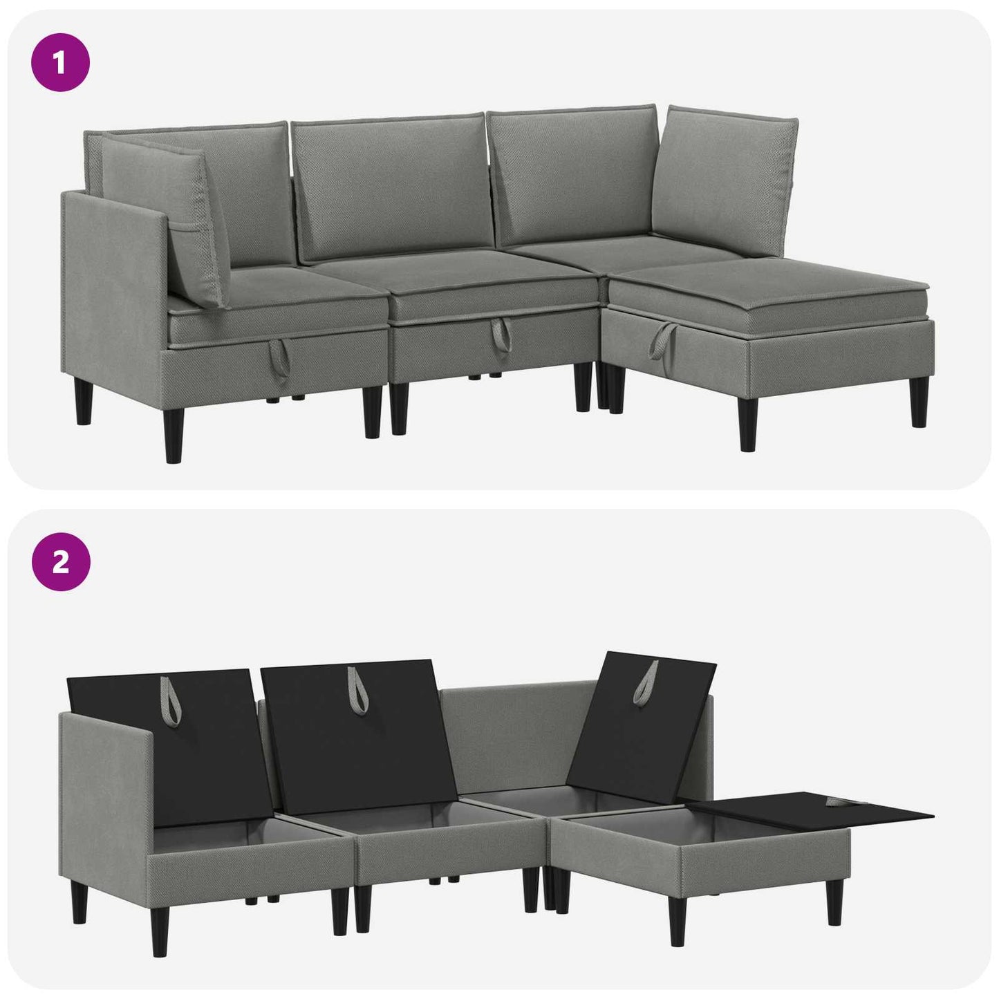 vidaXL Σετ Επίπλων Σαλονιού 4 pcs Σκούρο γκρι Ύφασμα