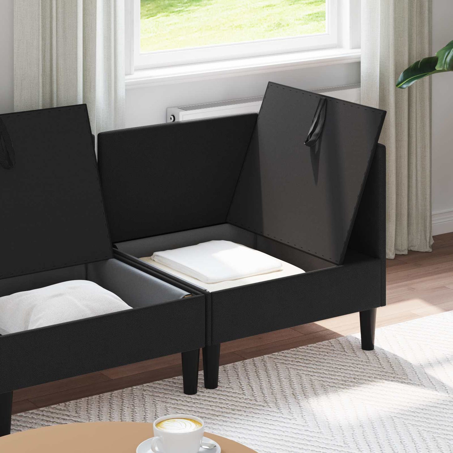 vidaXL Σετ Επίπλων Σαλονιού 4 pcs Μαύρο Ύφασμα