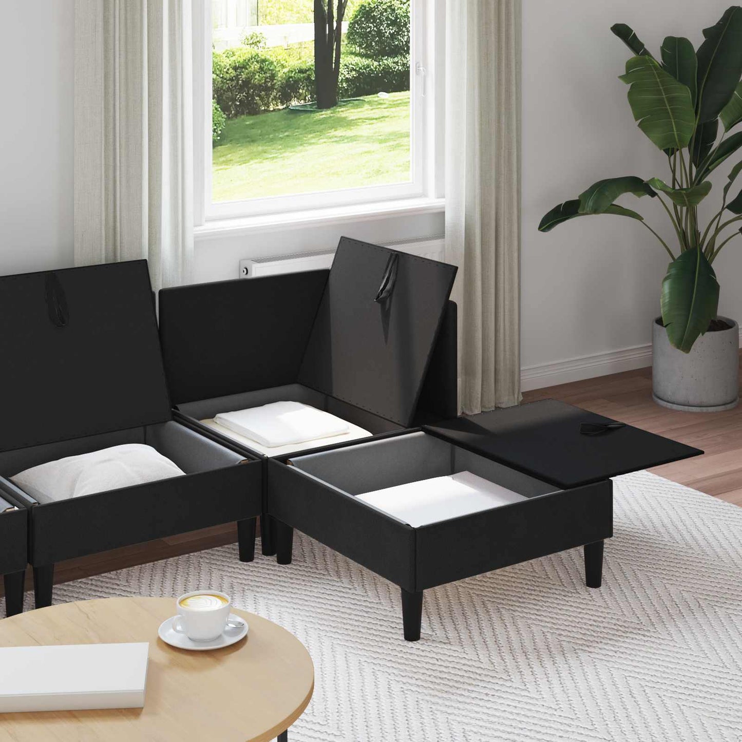 vidaXL Σετ Επίπλων Σαλονιού 4 pcs Μαύρο Ύφασμα