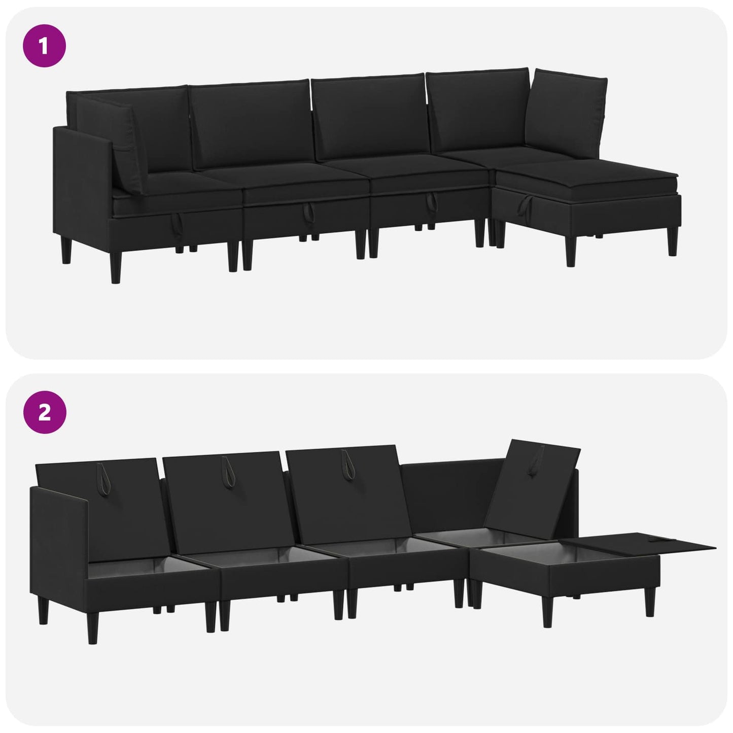 vidaXL Σετ Επίπλων Σαλονιού 5 pcs Μαύρο Ύφασμα