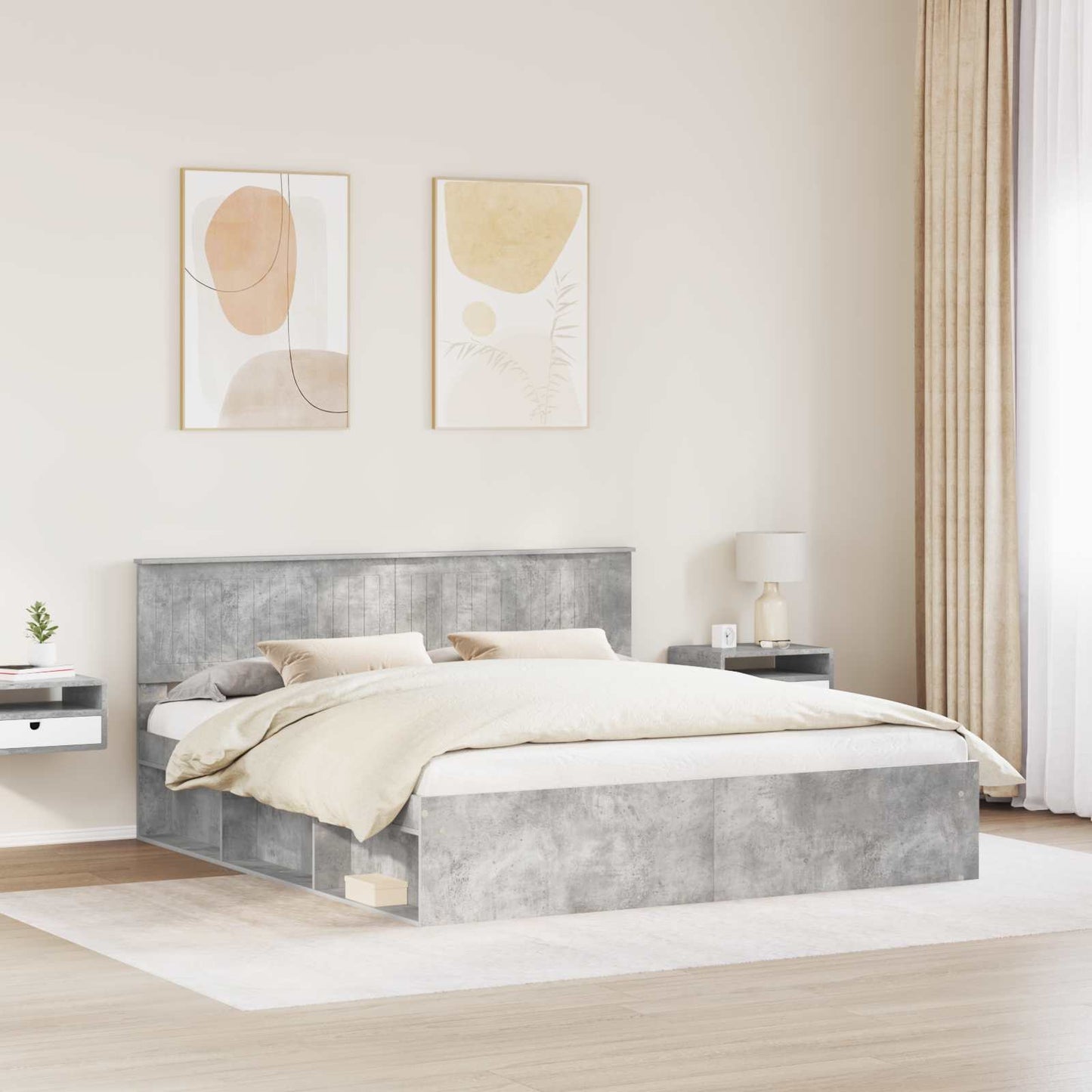 vidaXL Σκελετός Κρεβατιού Σκυρόδεμα 180 x 200 cm Στερεά ξυλεία πεύκου