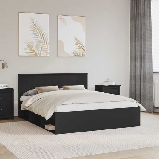 vidaXL Σκελετός Κρεβατιού Μαύρο 160 x 200 cm Στερεά ξυλεία πεύκου