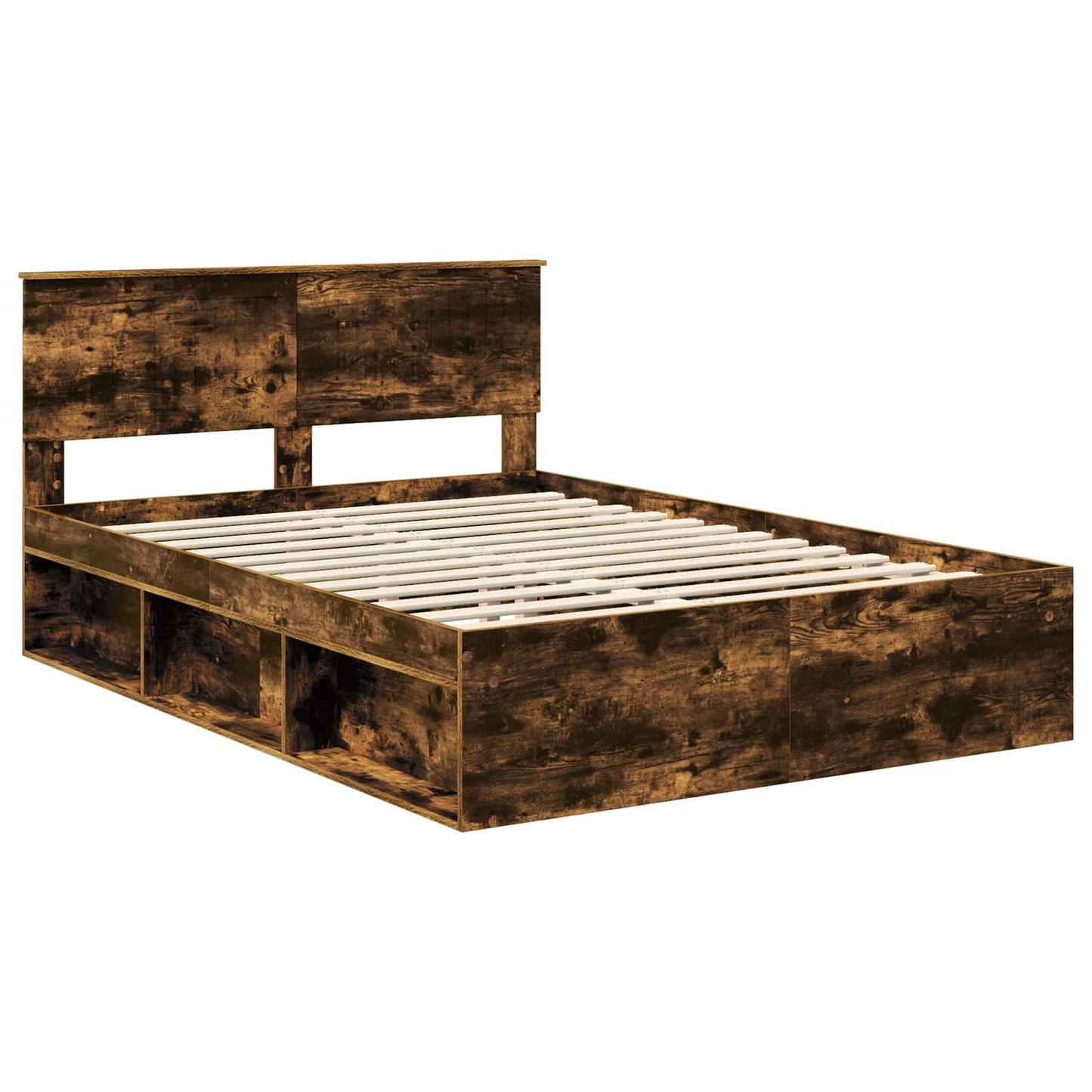 vidaXL Σκελετός Κρεβατιού Καπνιστό Δρύς 140 x 200 cm