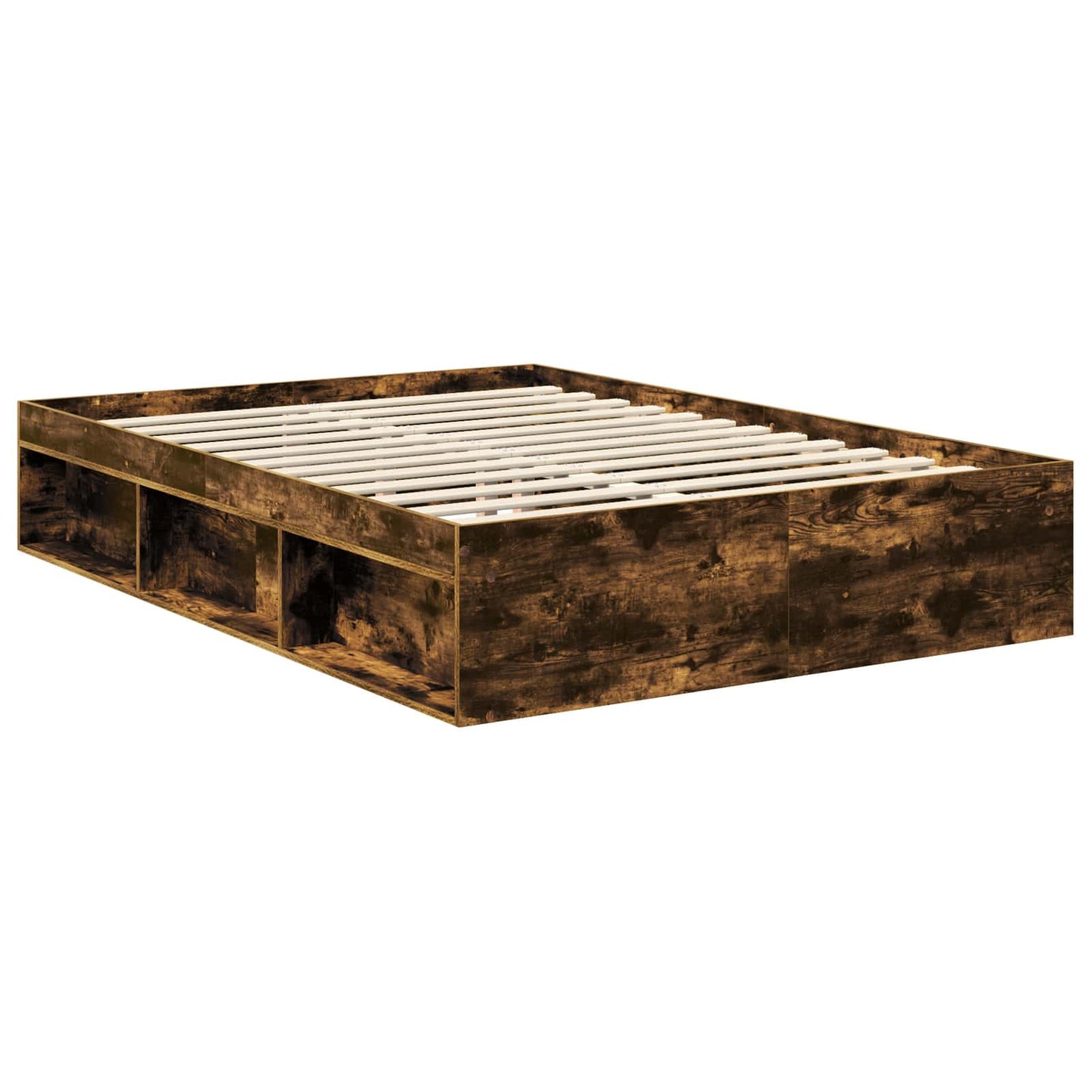 vidaXL Σκελετός Κρεβατιού Καπνιστό Δρύς 140 x 190 cm
