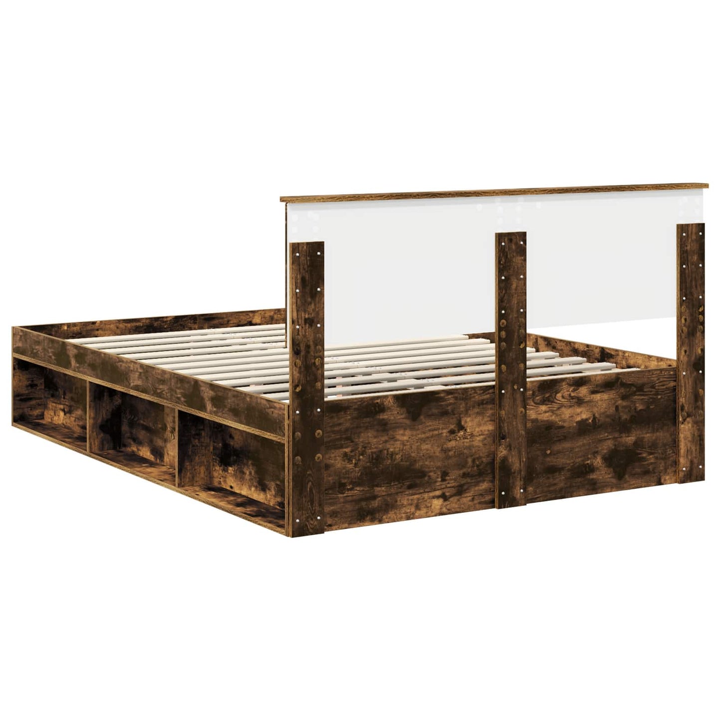vidaXL Σκελετός Κρεβατιού Καπνιστό Δρύς 140 x 190 cm