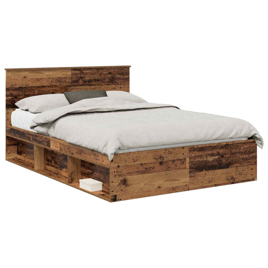 vidaXL Σκελετός Κρεβατιού Παλιό ξύλο 140 x 190 cm Στερεά ξυλεία πεύκου