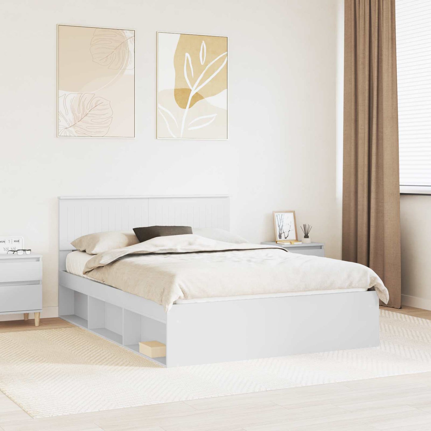 vidaXL Σκελετός Κρεβατιού Λευκό 135 x 190 cm Στερεά ξυλεία πεύκου