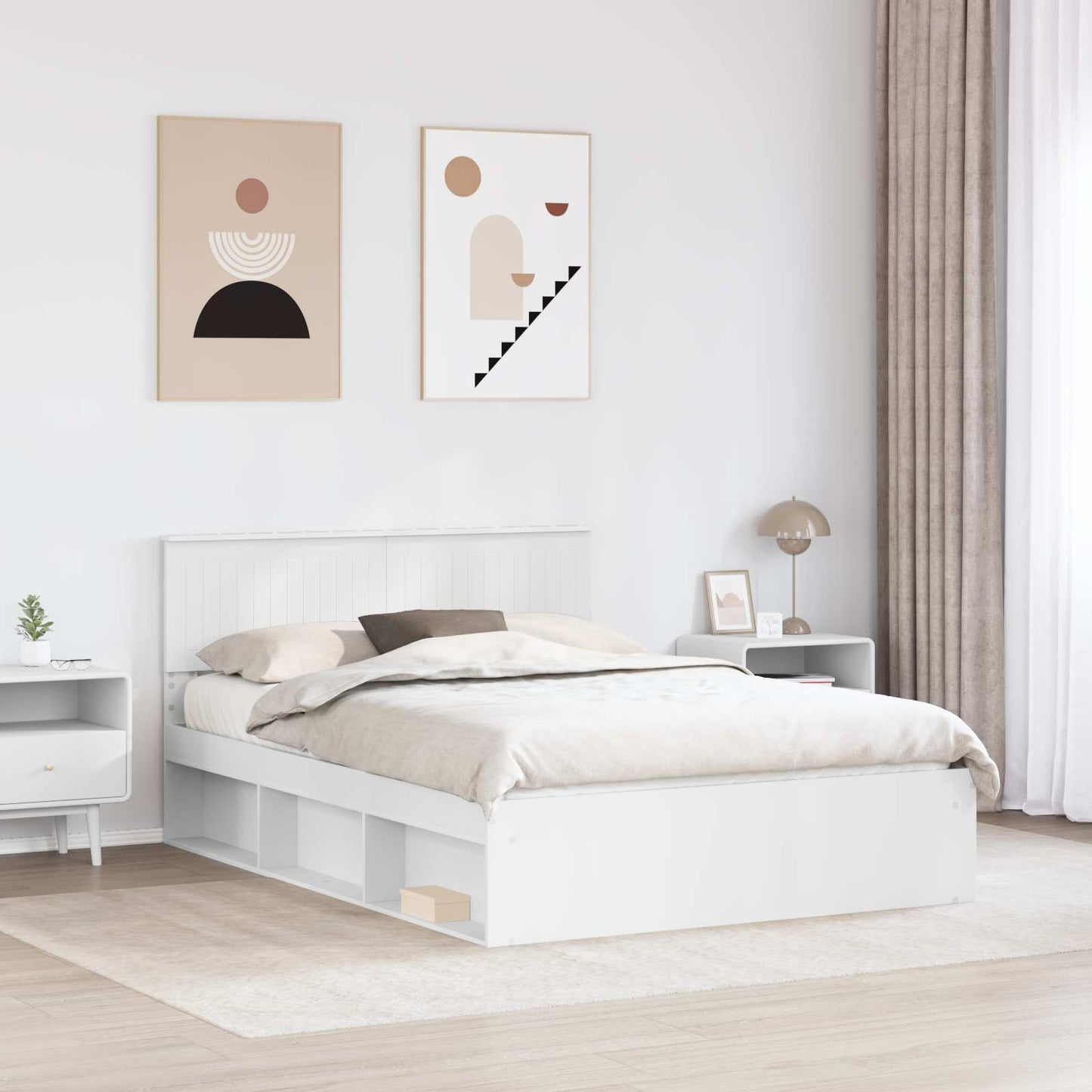 vidaXL Σκελετός Κρεβατιού Λευκό 135 x 190 cm Στερεά ξυλεία πεύκου
