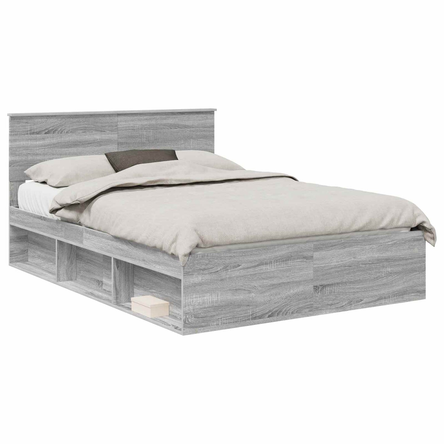 vidaXL Σκελετός Κρεβατιού Γκρι Sonoma 135 x 190 cm