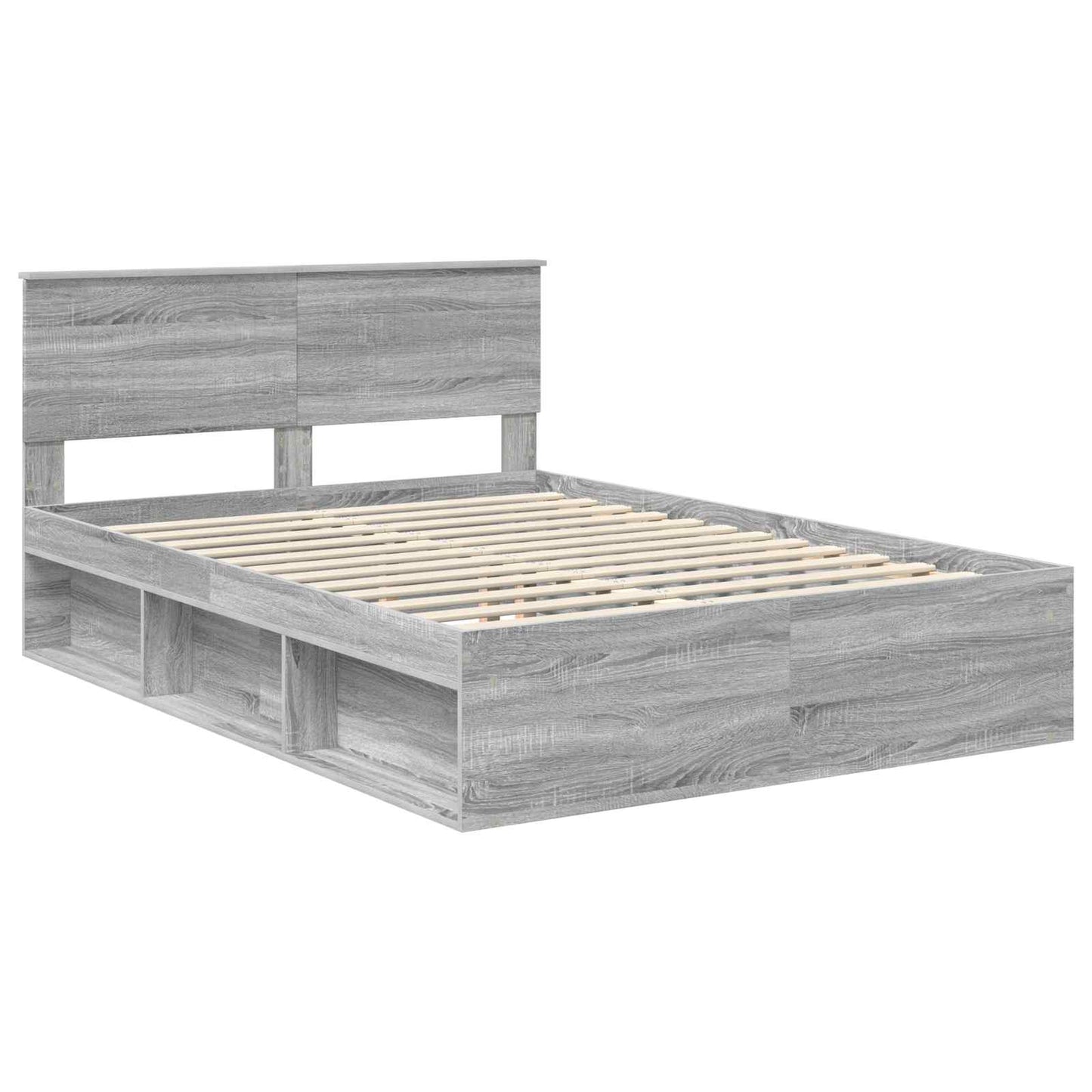 vidaXL Σκελετός Κρεβατιού Γκρι Sonoma 135 x 190 cm