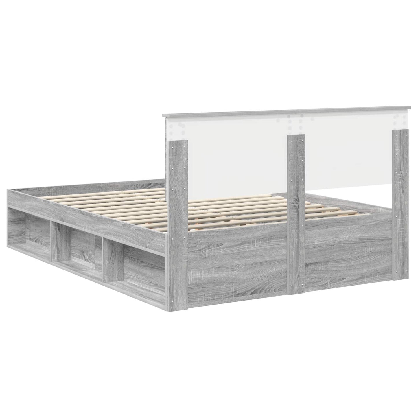 vidaXL Σκελετός Κρεβατιού Γκρι Sonoma 135 x 190 cm