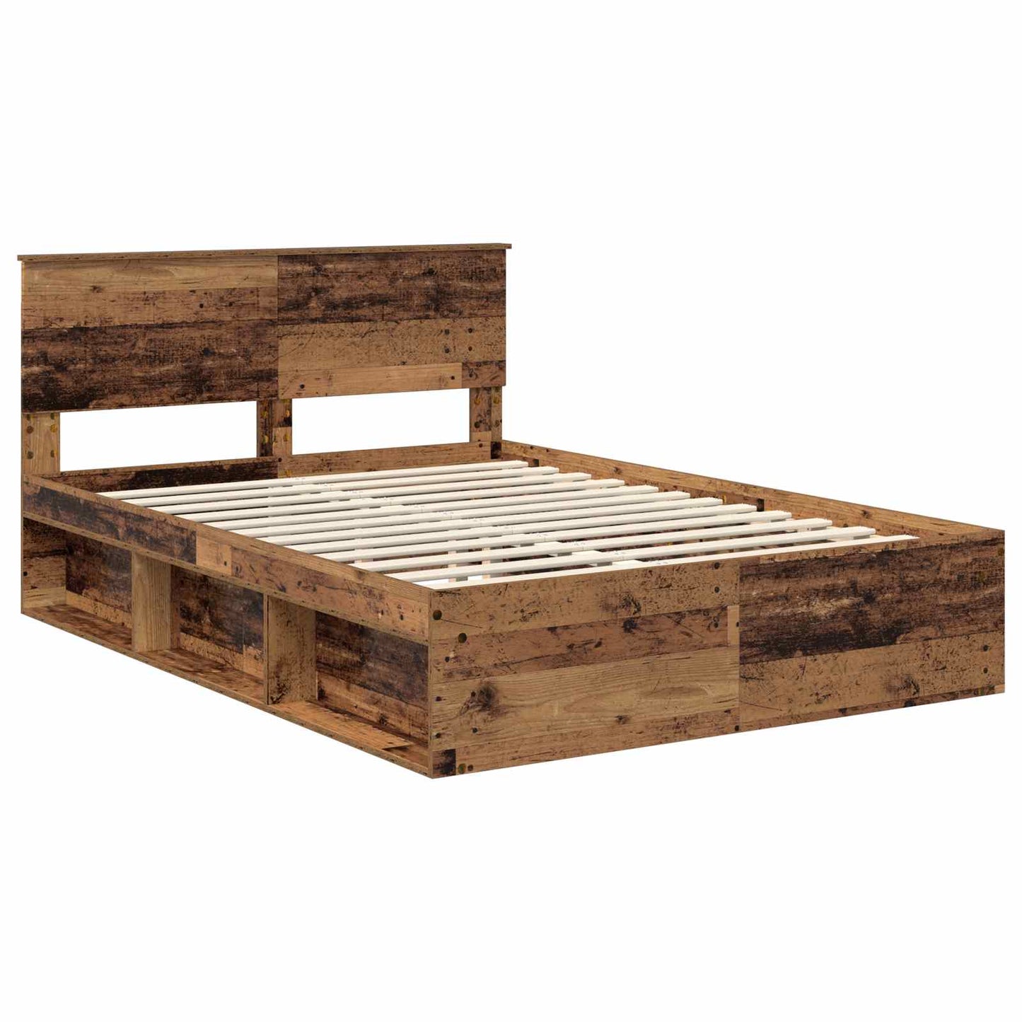 vidaXL Σκελετός Κρεβατιού Παλιό ξύλο 135 x 190 cm Στερεά ξυλεία πεύκου