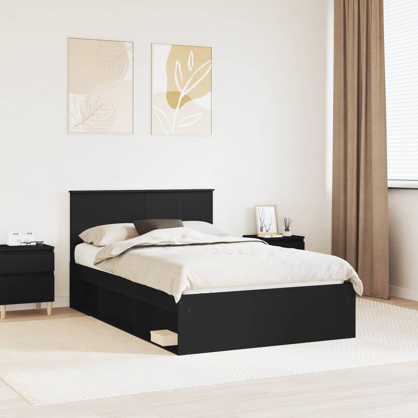 vidaXL Σκελετός Κρεβατιού Μαύρο 120 x 200 cm Στερεά ξυλεία πεύκου