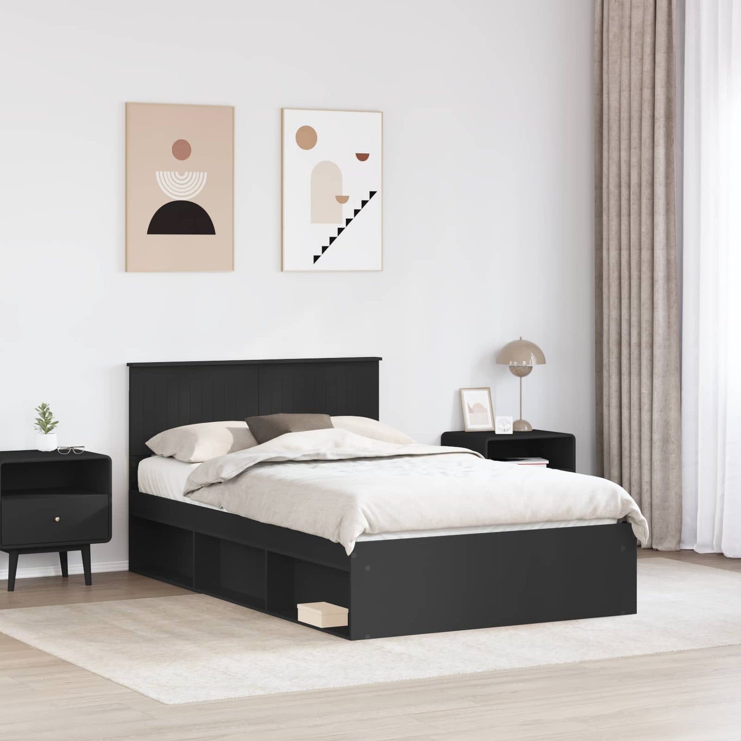 vidaXL Σκελετός Κρεβατιού Μαύρο 120 x 200 cm Στερεά ξυλεία πεύκου