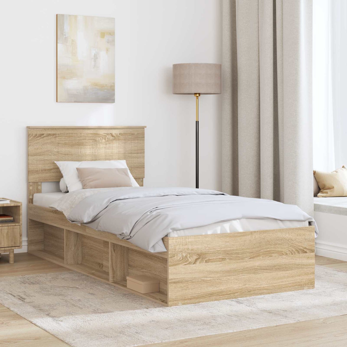 vidaXL Σκελετός Κρεβατιού Δρύς Sonoma 90 x 200 cm Στερεά ξυλεία πεύκου