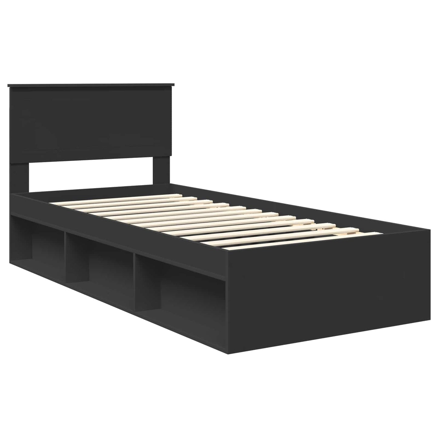 vidaXL Σκελετός Κρεβατιού Μαύρο 90 x 190 cm Στερεά ξυλεία πεύκου