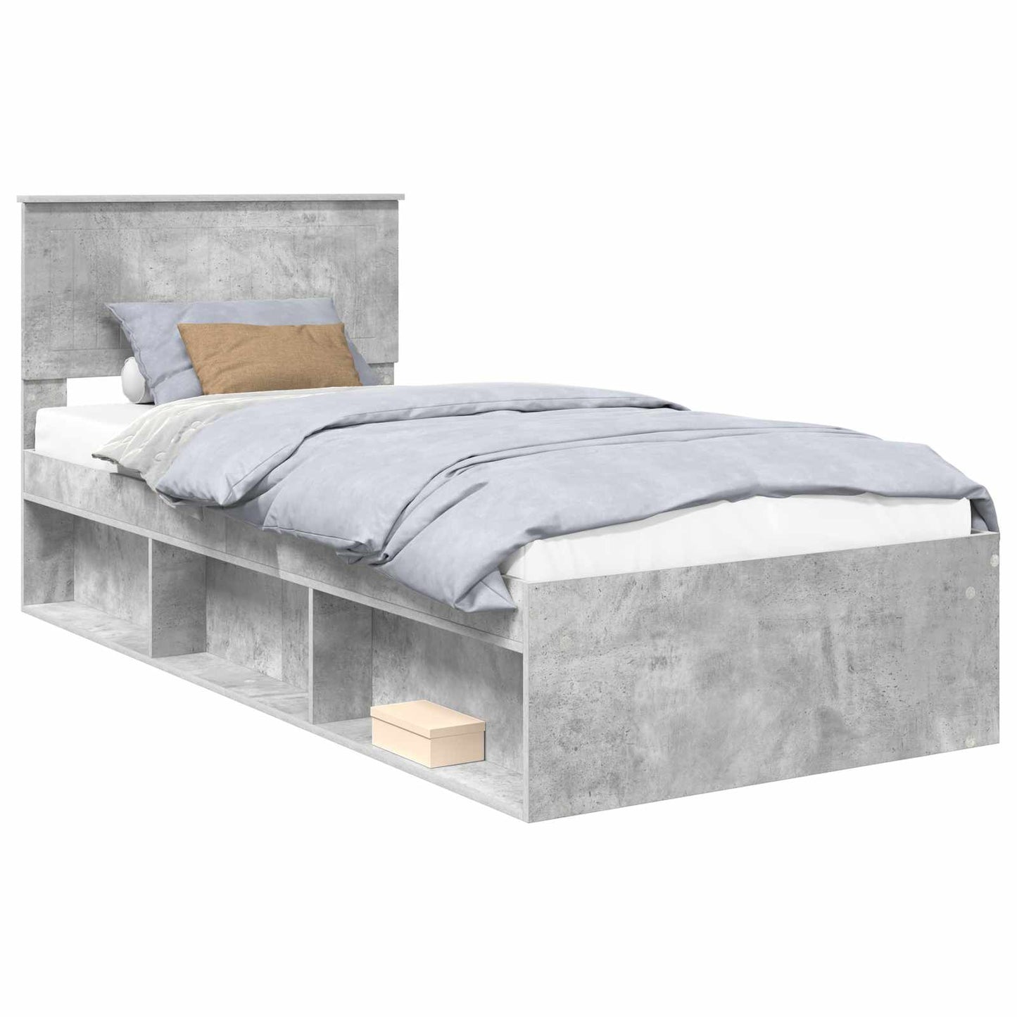 vidaXL Σκελετός Κρεβατιού Γκρι Μπετόν 90 x 190 cm Στερεά ξυλεία πεύκου