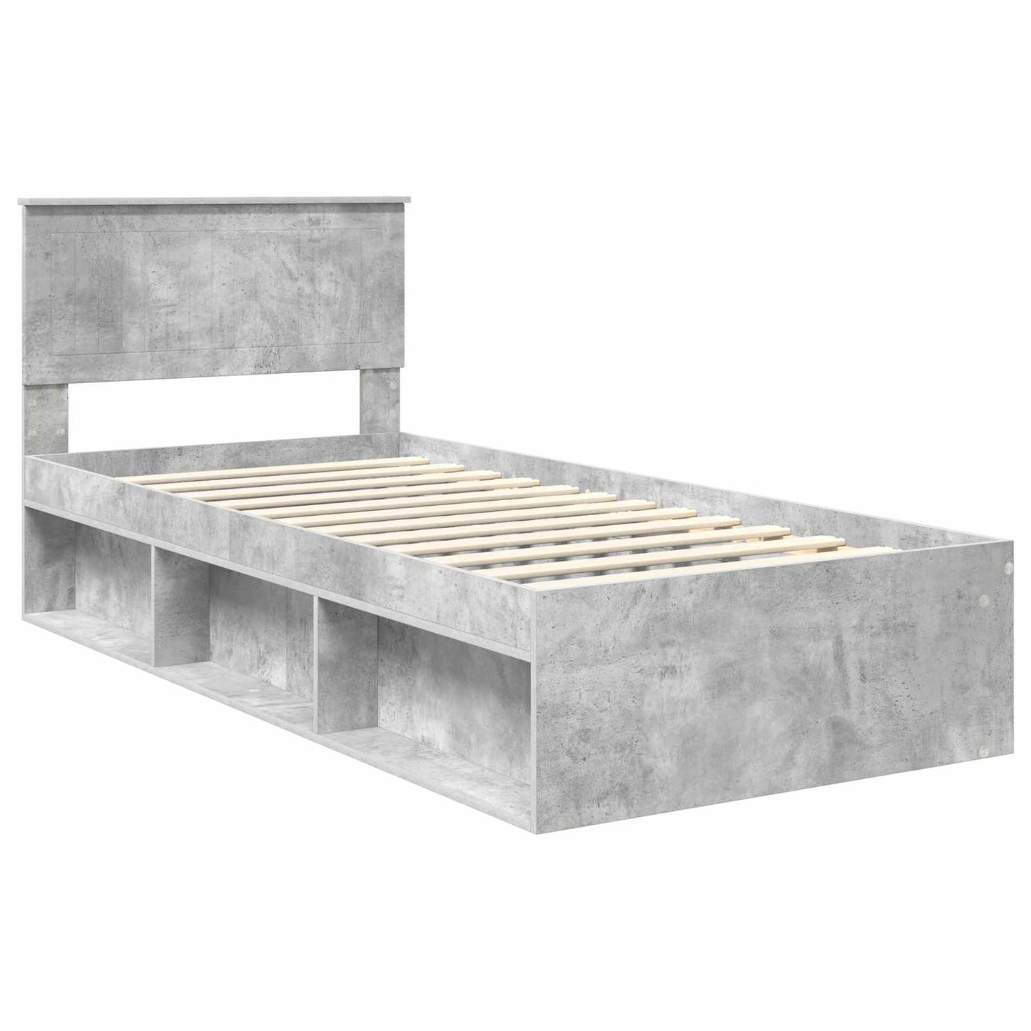 vidaXL Σκελετός Κρεβατιού Γκρι Μπετόν 90 x 190 cm Στερεά ξυλεία πεύκου