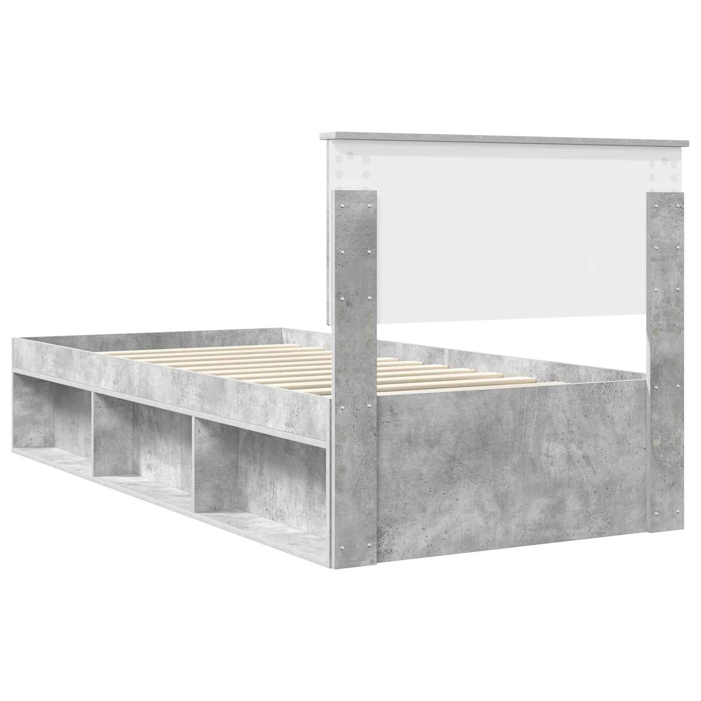 vidaXL Σκελετός Κρεβατιού Γκρι Μπετόν 90 x 190 cm Στερεά ξυλεία πεύκου