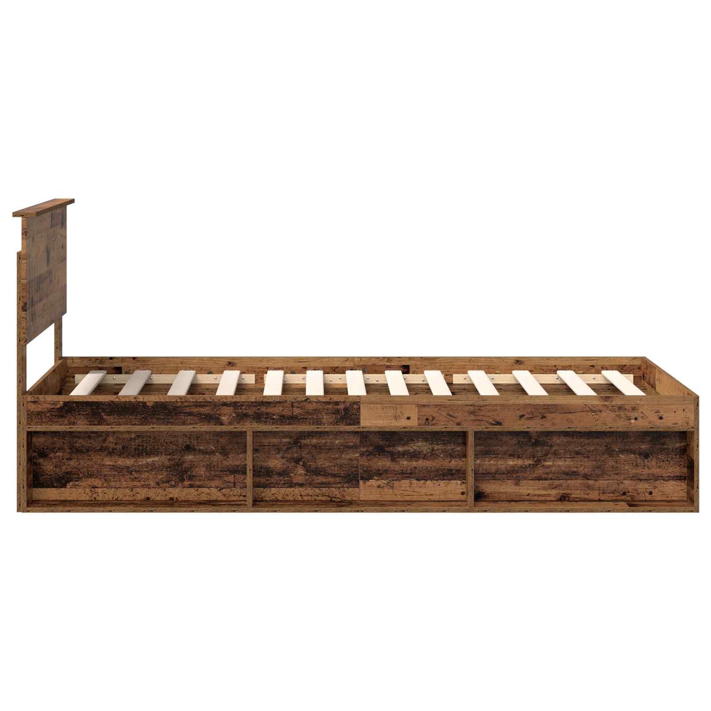 vidaXL Σκελετός Κρεβατιού Παλιό ξύλο 90 x 190 cm Στερεά ξυλεία πεύκου