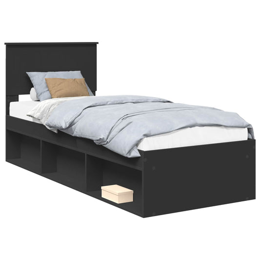 vidaXL Σκελετός Κρεβατιού Μαύρο 75 x 190 cm Στερεά ξυλεία πεύκου