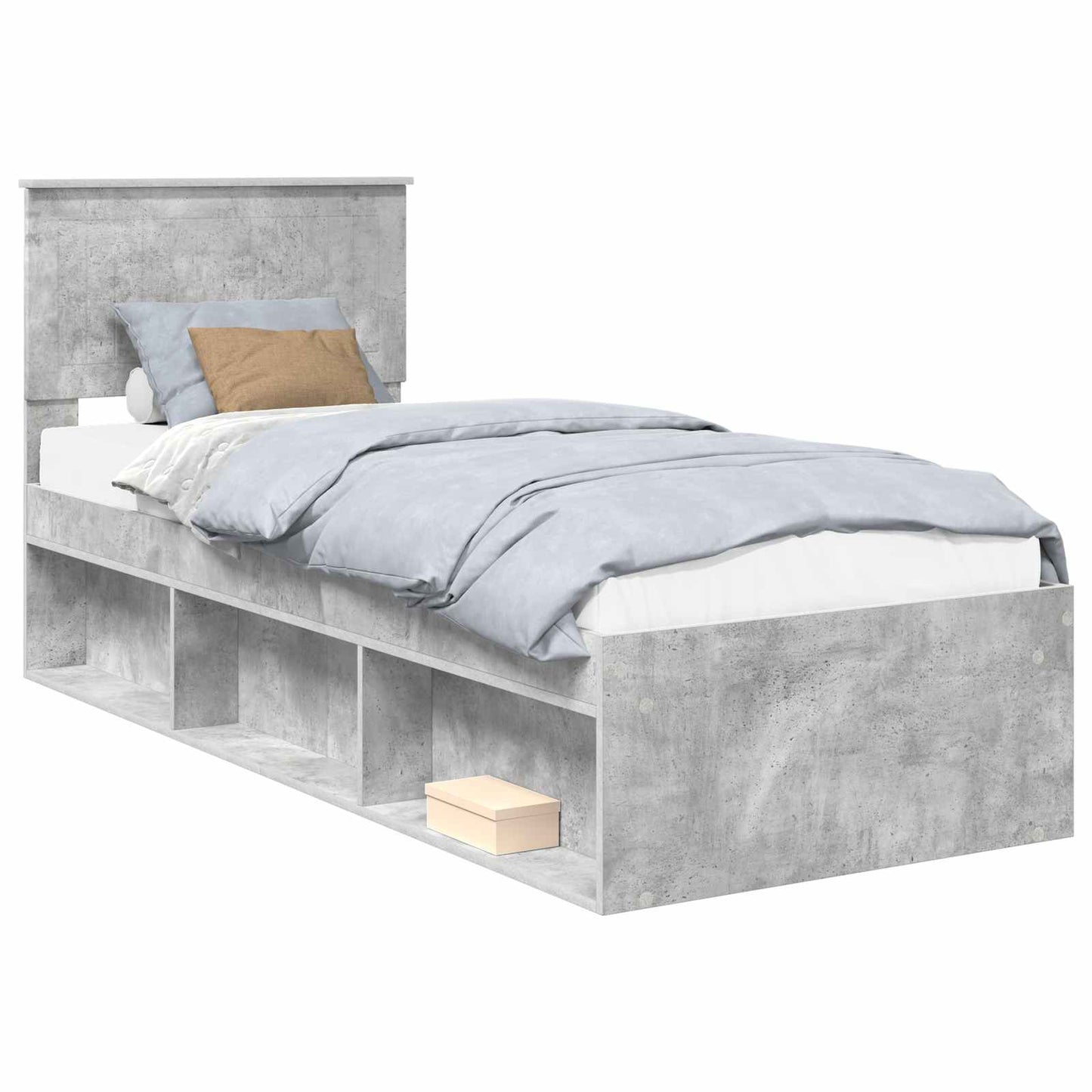 vidaXL Σκελετός Κρεβατιού Γκρι Μπετόν 75 x 190 cm Στερεά ξυλεία πεύκου