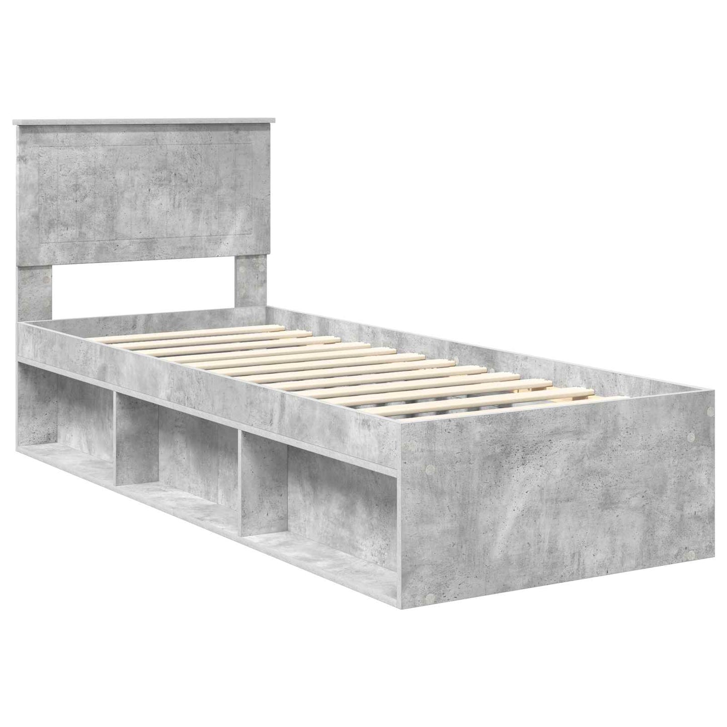 vidaXL Σκελετός Κρεβατιού Γκρι Μπετόν 75 x 190 cm Στερεά ξυλεία πεύκου