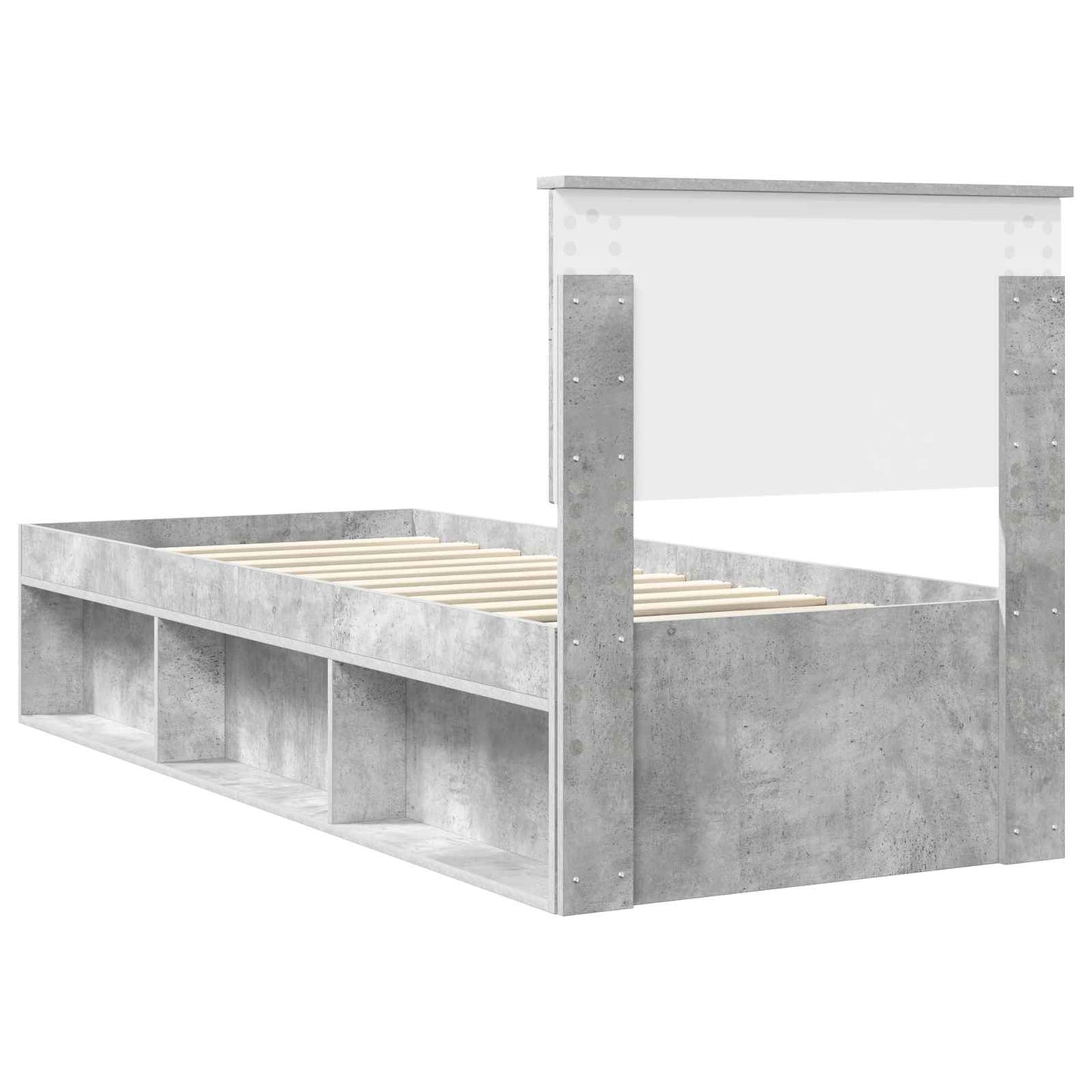 vidaXL Σκελετός Κρεβατιού Γκρι Μπετόν 75 x 190 cm Στερεά ξυλεία πεύκου