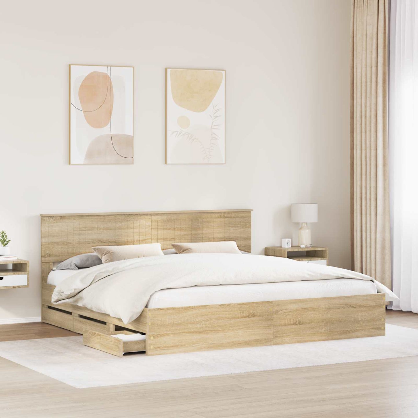 vidaXL Σκελετός Κρεβατιού Δρύς Sonoma 200 x 200 cm Μηχανήματος Ξύλο