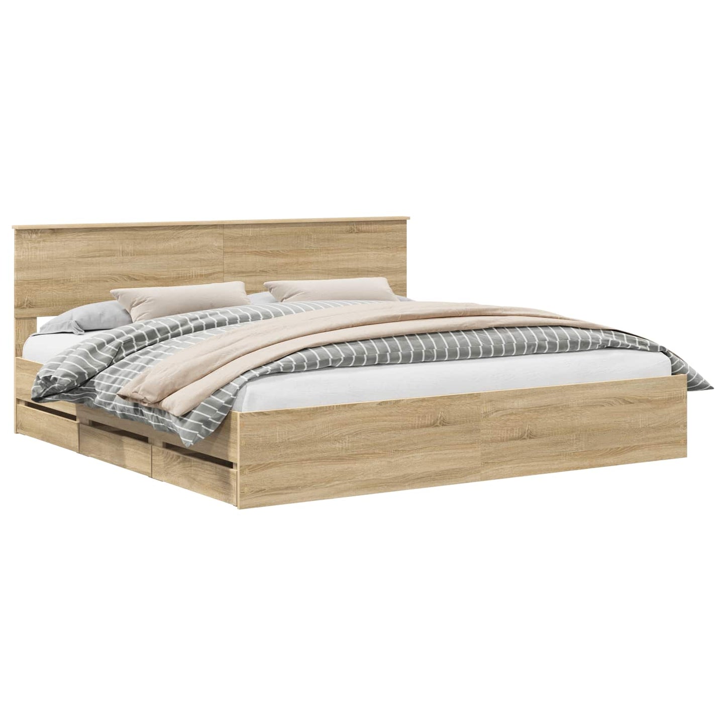vidaXL Σκελετός Κρεβατιού Δρύς Sonoma 200 x 200 cm Μηχανήματος Ξύλο