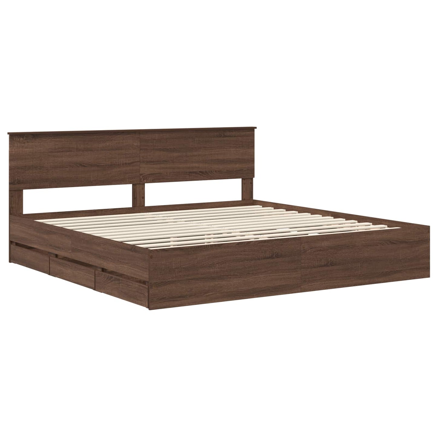 vidaXL Σκελετός Κρεβατιού Καφέ δρυς 200 x 200 cm Μηχανήματος Ξύλο